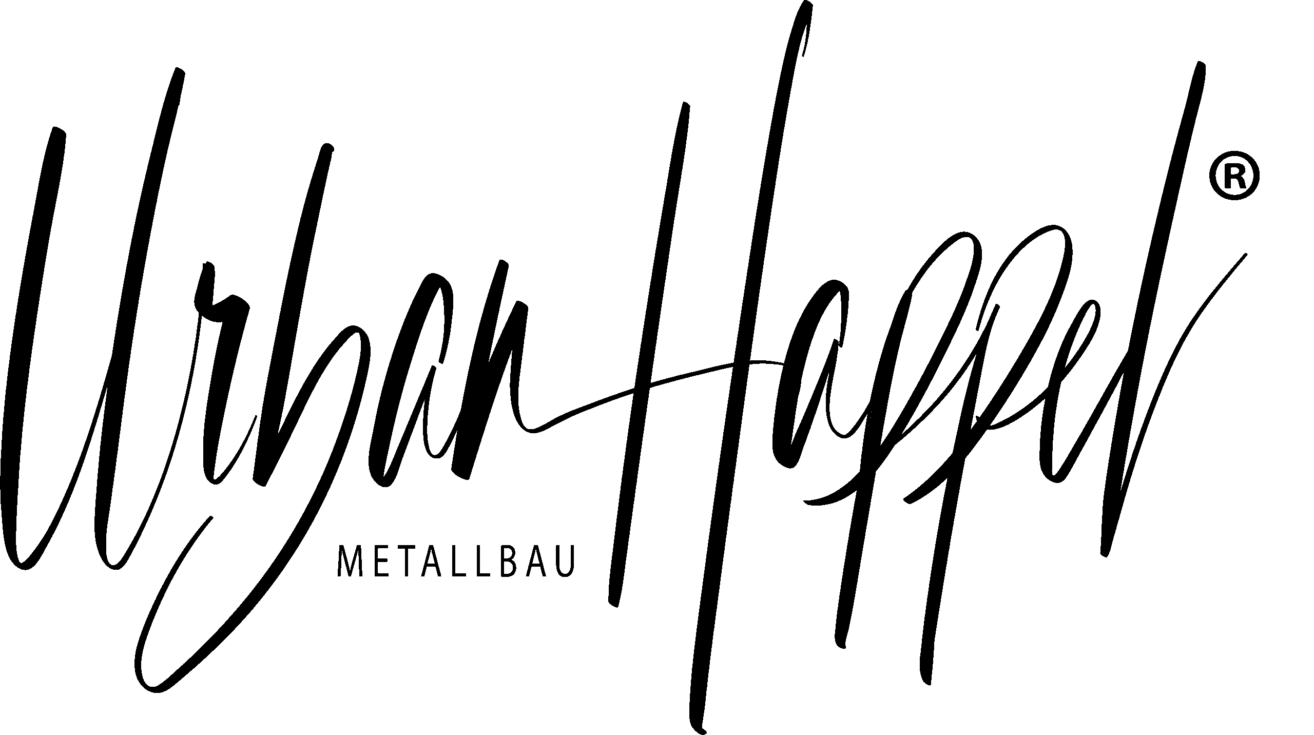 Logo der geschützten Marke „Urban Happel Metallbau“ in eleganter, handschriftähnlicher Typografie. Der Name ist als eingetragene Marke urheberrechtlich geschützt.